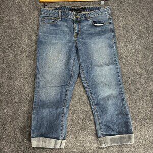Calvin Klein Jeans Womens 28  Medium Wash Cotton Stretch Cuffed Crop Pockets